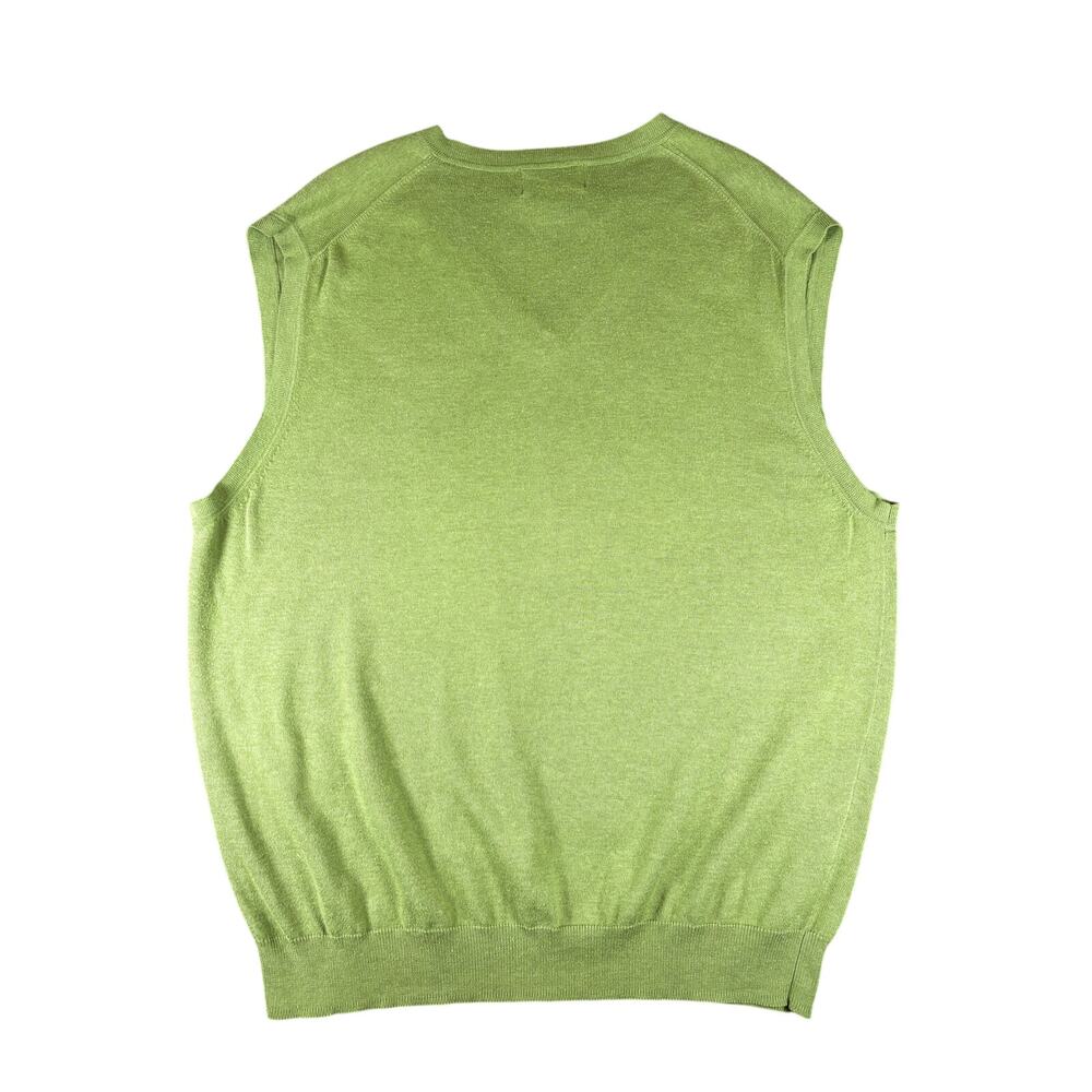 Jos A Bank Leadbetter Golf Men's L Green Cotton V-Neck Sweater Vest - Picture 7 of 7